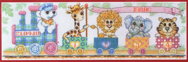 Cottontail Crafts - 'Train' - Birth Sampler (Counted Cross Stitch Kit)