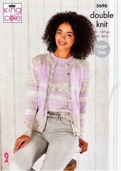 Cottontail Crafts - Knitting Pattern 5696 - Ladies Round Neck Cardigan ...